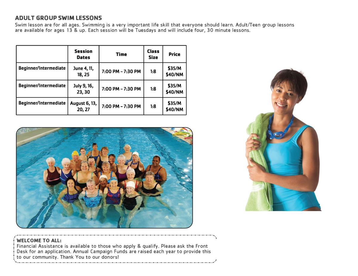 Adult Group Swim Lessons Harrison Family YMCA